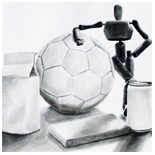 graphite drawing of 5 objects.